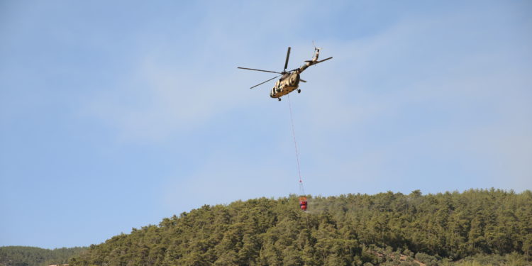 Milas’taki orman yangınına havadan müdahale sürüyor