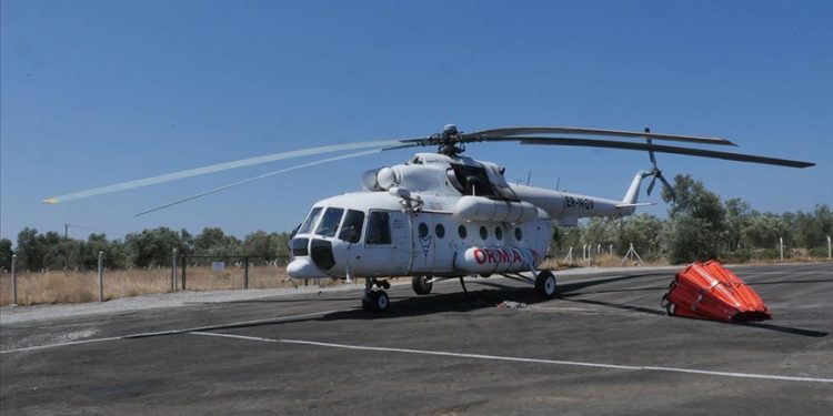 Kazdağları’nda Mi 8T helikopteri ile 2 yangın söndürme uçağı görev yapacak