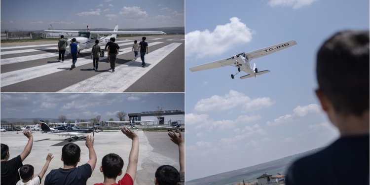 Yuvada kalan çocukların uçuş heyecanı